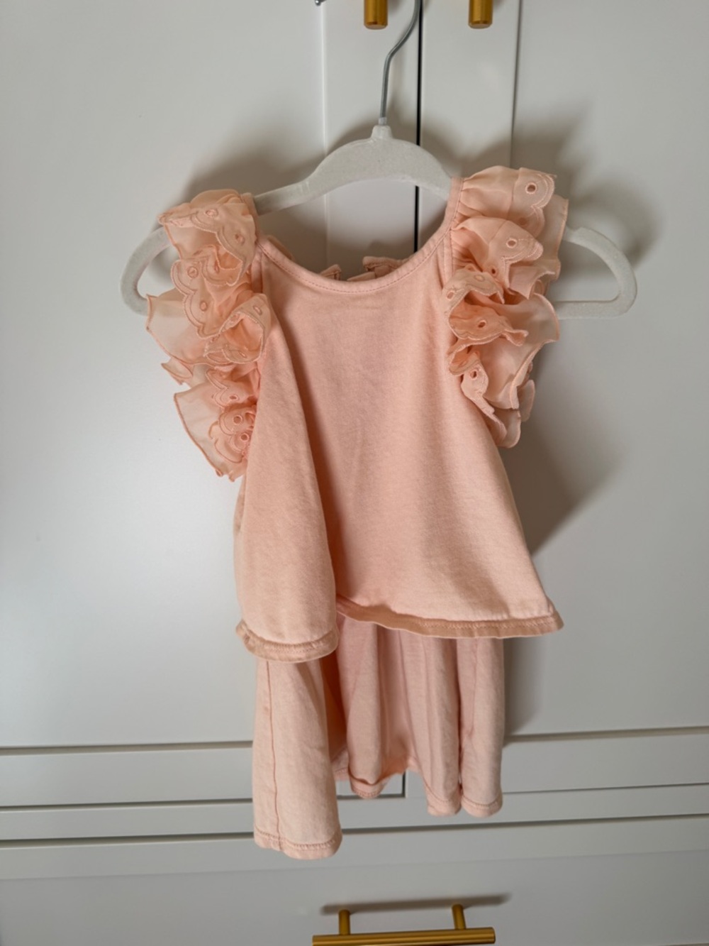 Chloe designer Ruffle Sleeve Tank Top Baby Dress, size 12 months